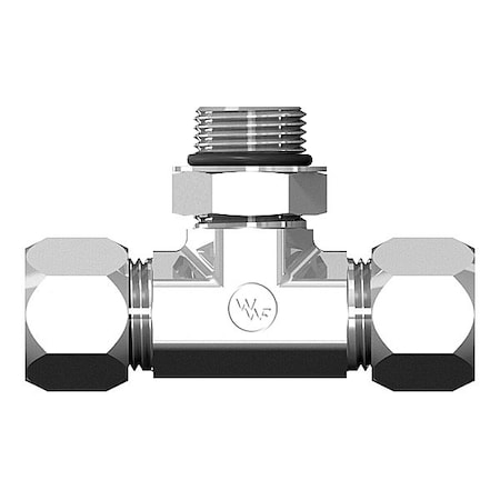 World Wide Fittings Flareless Compression to Flareless Compression to Male O-Ring Boss Adjustable Tee 7715X06X06X06